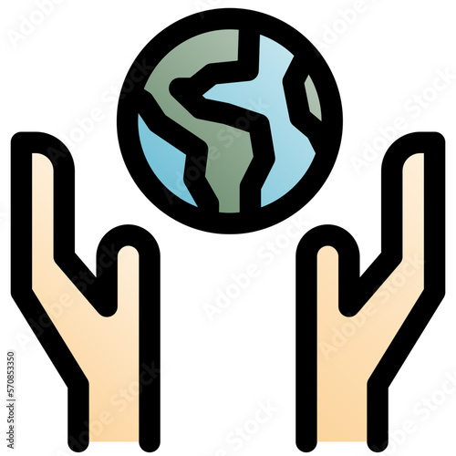 hold black outline filled color icon