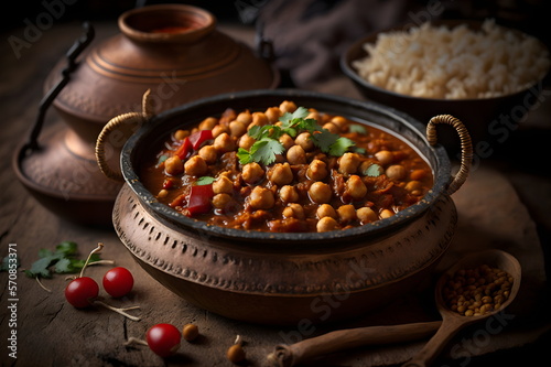 Chana Masala, Indian Food, Indian Cuisine, Delicious Food, National Cuisine, International Cuisine, Food Closeup, Closeup, Food, Generative AI