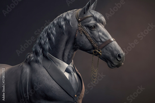 illustration of the horse in business suit