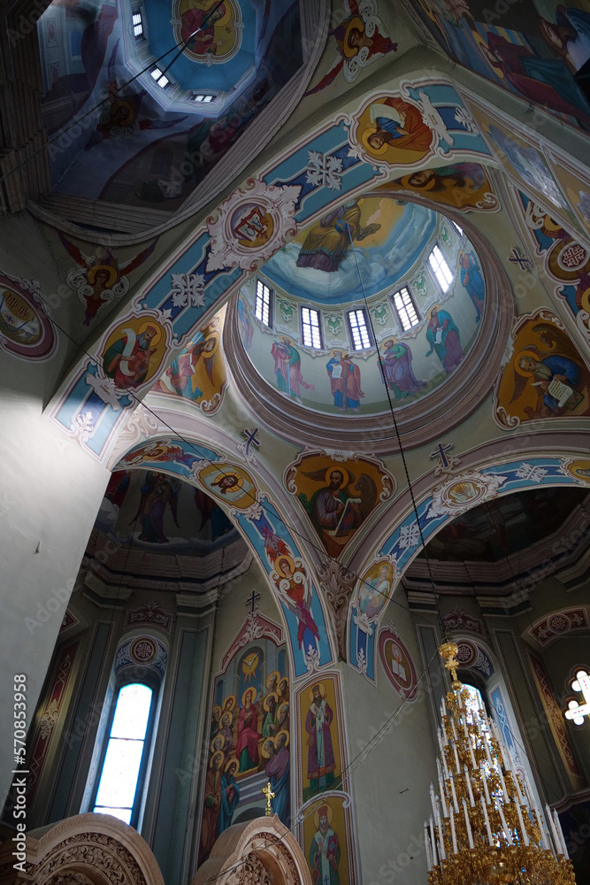 Inside temple in Vydubychi Monastery, Kyiv, Ukraine