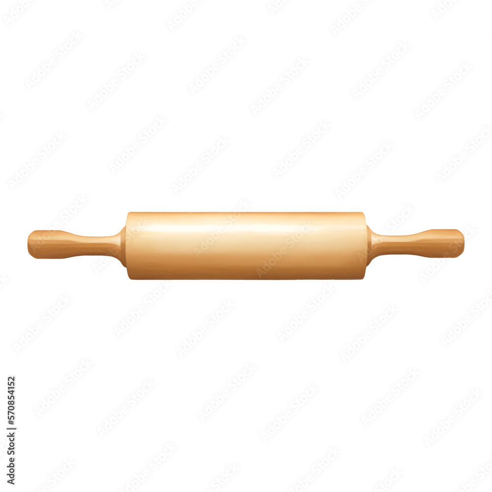 Wooden Rolling Pin Isolated Detailed Hand Drawn Painting Illustration Wooden Rolling Pin Isolated Detailed Hand Drawn Painting Illustration