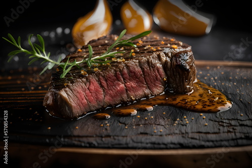 Steak, Beef, Grilled Steak, American Food, American Cuisine, Delicious Food, National Cuisine, International Cuisine, Food Closeup, Closeup, Food, Generative AI