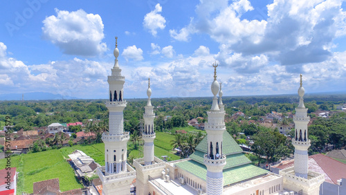 Aerial of Suciati mosque islamic center in Sleman Indonesia 