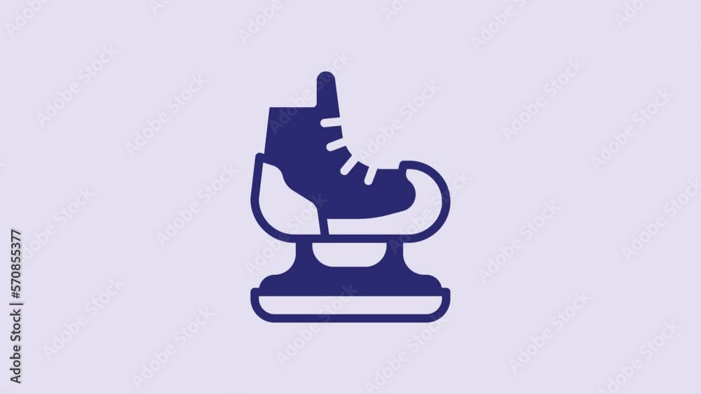 Blue Skates icon isolated on purple background. Ice skate shoes icon. Sport boots with blades. 4K Video motion graphic animation Blue Skates icon isolated on purple background. Ice skate shoes icon. Sport boots with blades. 4K Video motion graphic animation