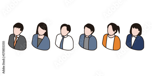 ビジネスチームのイラストアバター　アイコンセット