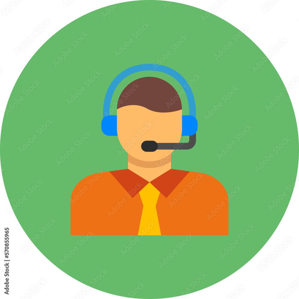 Customer Service Agent Multicolor Circle Flat Icon