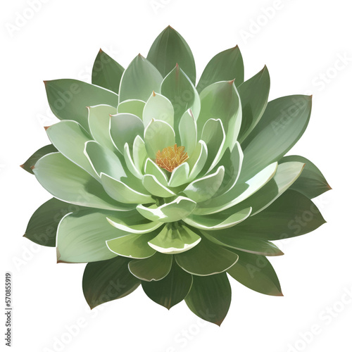 Succulent Plant Top View Isolated Detailed Hand Drawn Painting Illustration