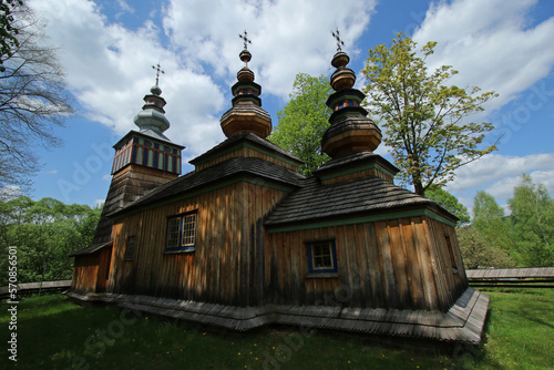 Wooden orthodox church of Saint Michael Archangel in village of Swiatkowa Mala, Low Beskids, Poland © bayazed