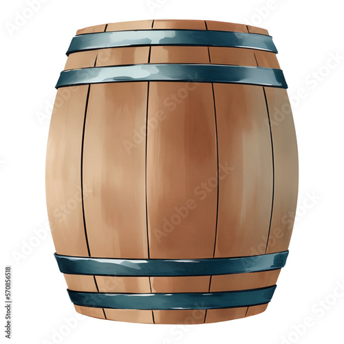Wooden Barrel Isolated Detailed Hand Drawn Painting Illustration