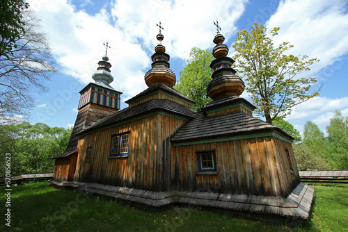 Wooden orthodox church of Saint Michael Archangel in village of Swiatkowa Mala, Low Beskids, Poland