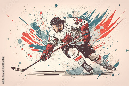Illustration of a hockey player in action - AI generated 