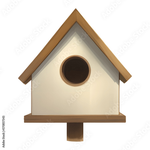 Wooden Birdhouse Isolated Detailed Hand Drawn Painting Illustration © Reytr