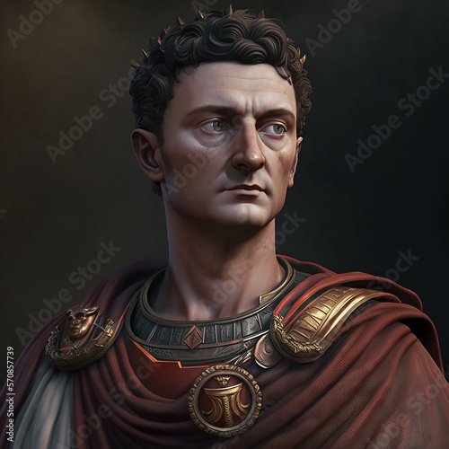 Great roman empire. Roman emperor Tiberius (14–37 CE). Tiberius Julius Caesar Augustus, original name Tiberius Claudius Nero. Created with Generative AI technology.