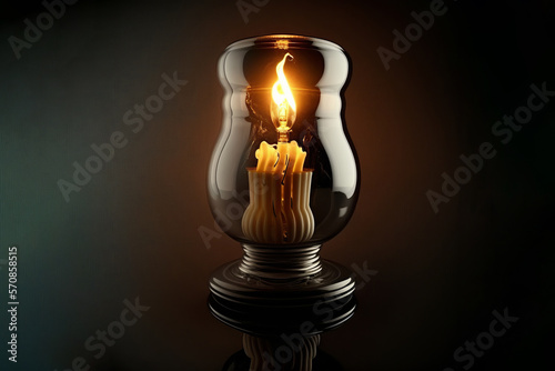 Burning candle. Energy crisis. Power outage. Missing electricity - blackout begin. Blackout concept.(Generative AI)