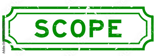 Grunge green scope word rubber seal stamp on white background