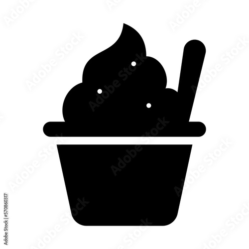 Ice cream cup icon. Vanilla sundae sign. Frozen yogurt dessert symbol vector illustration.