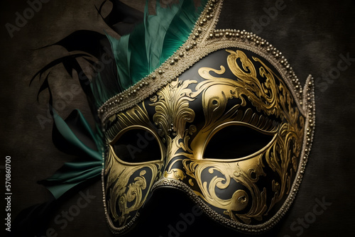 Elegant mask of venetian carnival 3d render made with Generative AI	
