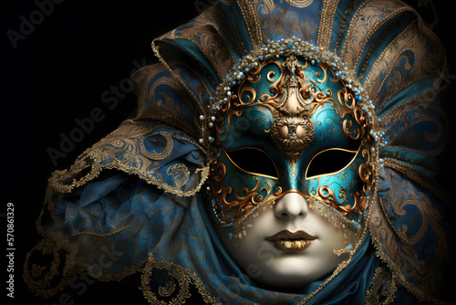 Elegant mask of venetian carnival 3d render made with Generative AI 