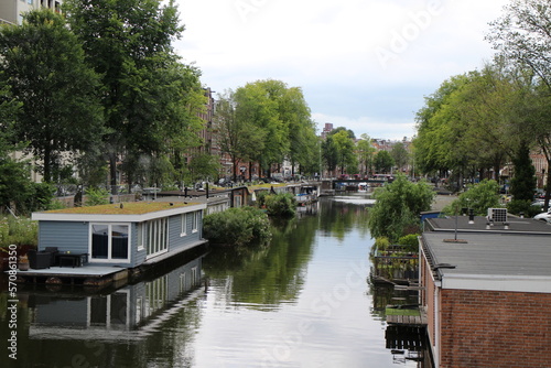 Landscape with canal in Amsterdam, Netherlands