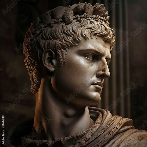 Great roman empire. Roman emperor Nero (54–68 CE). Nero Claudius Drusus Germanicus, original name Lucius Domitius. Created with Generative AI technology. photo