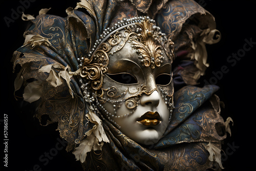 Elegant mask of venetian carnival 3d render made with Generative AI 