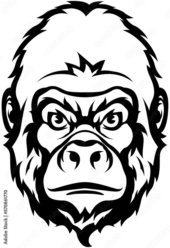 Hand drawn face of monkey. Gorilla illustration mascot art. Hand drawn face of monkey. Gorilla illustration mascot art.