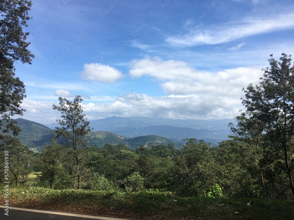 Amazing Mountain Range landscape with Blue sky and clouds