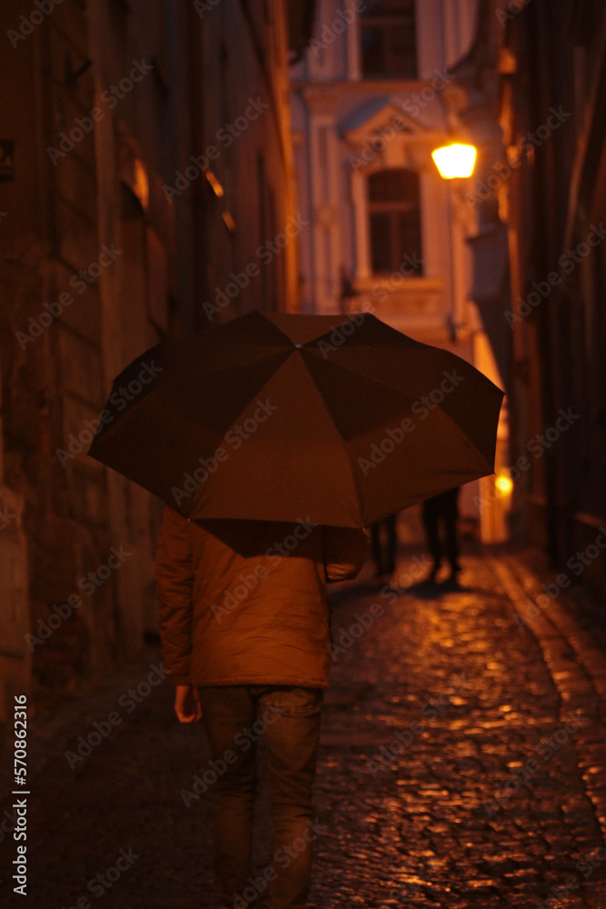 Walking in the rain, Old Town, Bielsko-Biala, Poland