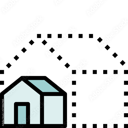 smaller house black outline filled color icon