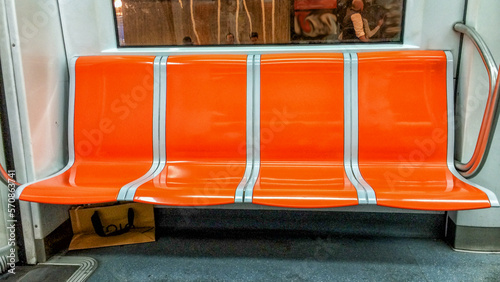 Seats in Rome subway train photo