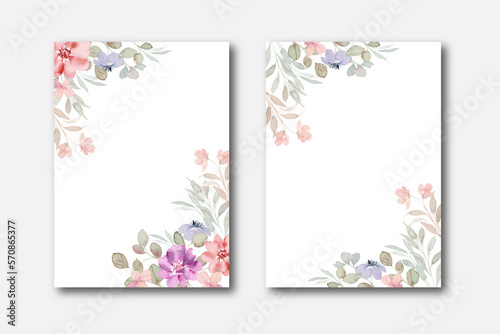 Set of watercolor wildflower frames