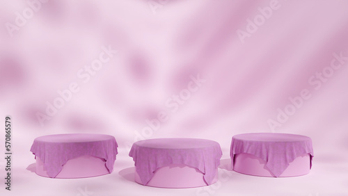 Pink Podium with cloth product display Realistic 3d illustration © Dystburn