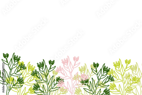 Flower Silhouettes on white background. Place for your text. Vector illustration.