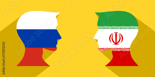 face to face concept. russia and iran. vector illustration