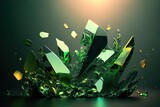 A Futuristic Luxury Banner made of Green Glass Splinter Pieces. Shiny . Generative AI