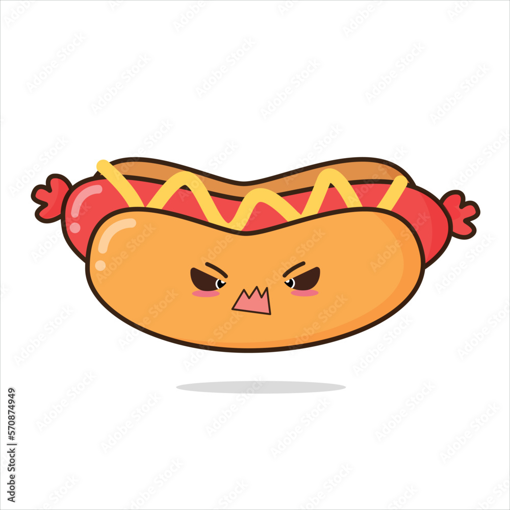 angry hotdog cartoon vector icon illustration. food object icon concept premium flat angry hotdog cartoon vector icon illustration. food object icon concept premium flat