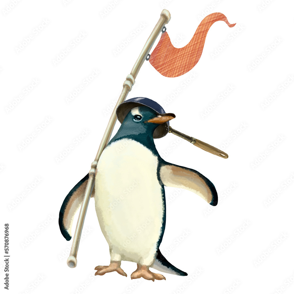 Fototapeta premium Illustration of funny penguins isolated on white background. High quality illustration