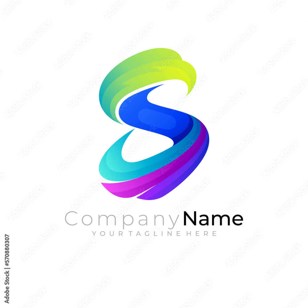 Eagle logo and letter S design combination, 3d colorful Eagle logo and letter S design combination, 3d colorful