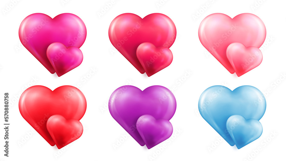 Set of colorful hearts 