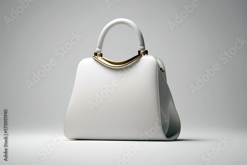 White minimalist elegant handbag over white background. 3D rendering style. Generative AI Illustration photo