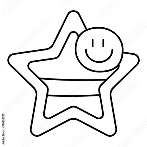 Cute doodle star shape barrette from the collection of girly stickers. Cartoon vector white and black illustration.