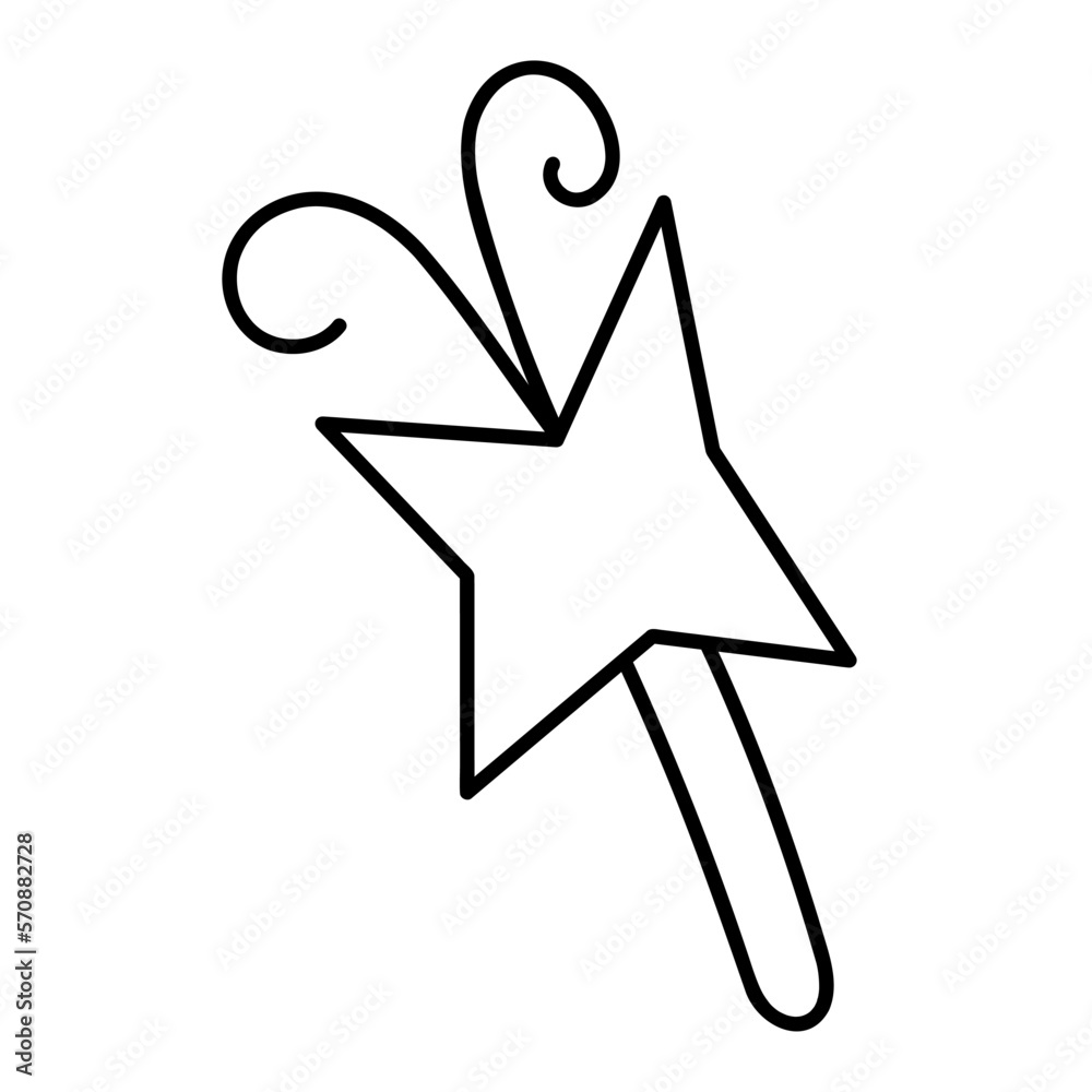 Cute doodle magic wand2 from the collection of girly stickers. Cartoon vector white and black illustration. Cute doodle magic wand2 from the collection of girly stickers. Cartoon vector white and black illustration.