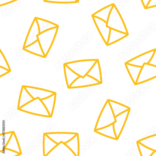 Seamless pattern with yellow outline envelope