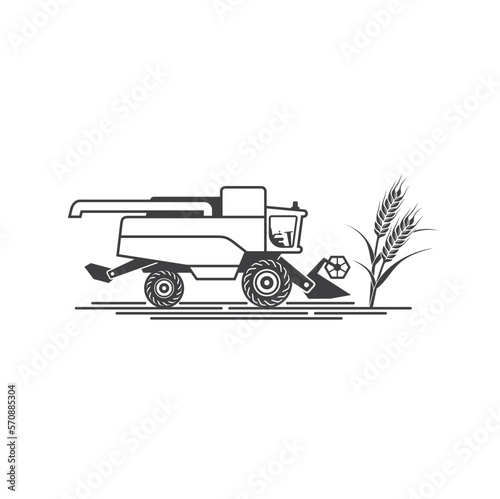 illustration of combine harvester, vector art.