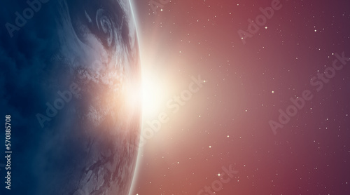 Fototapeta Naklejka Na Ścianę i Meble -  Planet Earth with a spectacular sunset 