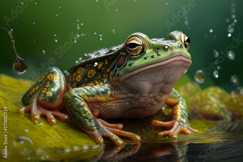Green Frog picture illustration, Generative Ai © Studio Stoltenberg