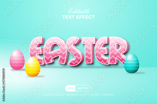 3D Text Effect Easter Style. Editable Text Effect. Ready in 3 Color, Pink, Yellow, Blue Style in Graphic Styles menu.