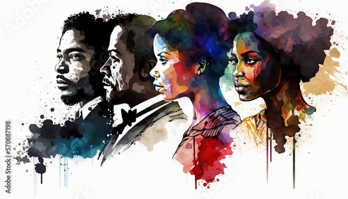 Black history month banner in watercolor style generatie ai