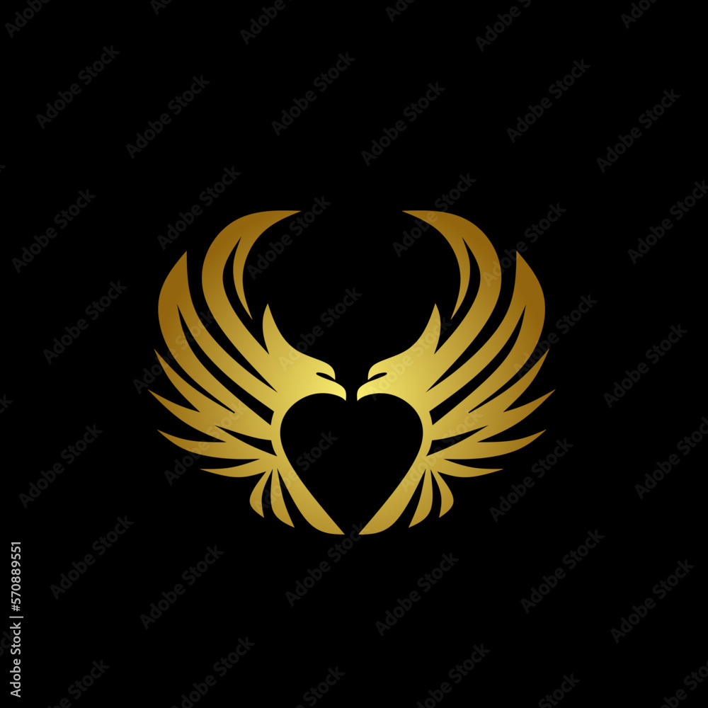 Luxurious love-shaped eagle logo