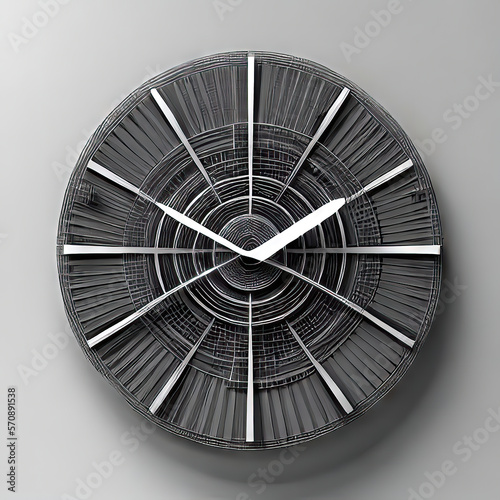 Round Wall Clock with Roman Numerals and Arrow Hands: A Timeless Object.